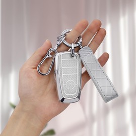 Seedwee for Ford Key Fob Cover, Soft TPU Keys Protector Bling Key Fob Keychain for Explorer Fusion Escape Edge Expedition F150 F250 F350 F450 F550 Maverick Mustan, Silver Clear