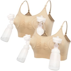 Dress Cici Apricot Hands Free Pumping Bra for Large Breast, 3 in 1 Front Clip Maternity Nursing Bra Asia Size XL, 2 Pack