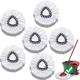 Mop Head Replacement for O-Cedar Easy Wring 1-Tank System，Exovyn Spin Mophead Replacements，Microfiber 6 Pack 360° Swivel Mop Refills，Deep Clean,Easy Cleaning，Machine Washable and Easy to Replace