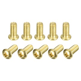 sourcing map Brass Machine Screws, M5x10mm Phillips Pan Head Fastener Bolts for Furniture, Office Equipment, Electronics 20Pcs