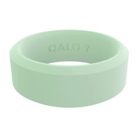 QALO Men & Women's Rubber Silicone Ring, Pela Modern, Rubber Wedding Band for Men & Women, Breathable, Durable Unisex Engagement Silicone Ring, 6.5mm Wide 1.8mm Thick, Sage Green, Size 9