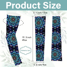 CREATCABIN Garden Sleeves Arm Cooling Sleeves Mandala UV Sun Protection Sleeves Thorn Proof Breathable Arm Sleeve with Thumb Hole for Men Women Farm Football Volleyball Youth Sports Outdoors 19x5 Inch