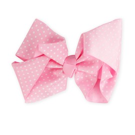 6 Inch Grosgrain Hair Bow Hair Clip for Girls - Light Pink Polka Dots