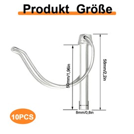 sinzau Folding Pipe Pins, 8 x 50 mm with Snap Closure, Pack of 10 Stainless Steel Folding Cotter Pins, Splint, Safety Pin, for Farm, Lawn, Garden, Silver