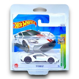 Hot Wheels '17 Ford GT (White, Red & Black) 9/10 HW Exotics - 2024-240/250 (Short Card) - includes a KLAS Car Keeper Protector Case - HTC26