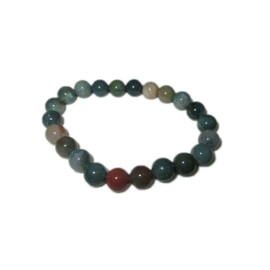 Jet International Women's Beautiful Indian Agate Round Beads Stretch Bracelet A++ Natural