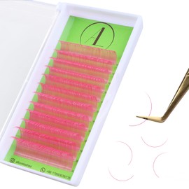 ALLOVE Colored Eyelash Extension Classic Lash Extensions 0.05 C Curl 11-17mm Mixed Tray Pink Individual Volume Lash Extensions Color Lash Trays for Lash Extensions Supplies Single Eyelash Extensions