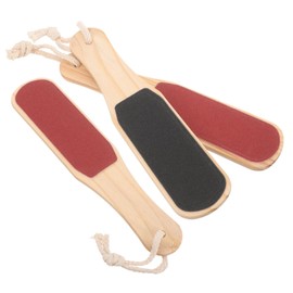 Healvian 3pcs Double-sided Foot Scraper Wooden Handle Foot Care Tool for Smooth Skin and Callus Removal Exfoliator for Home and