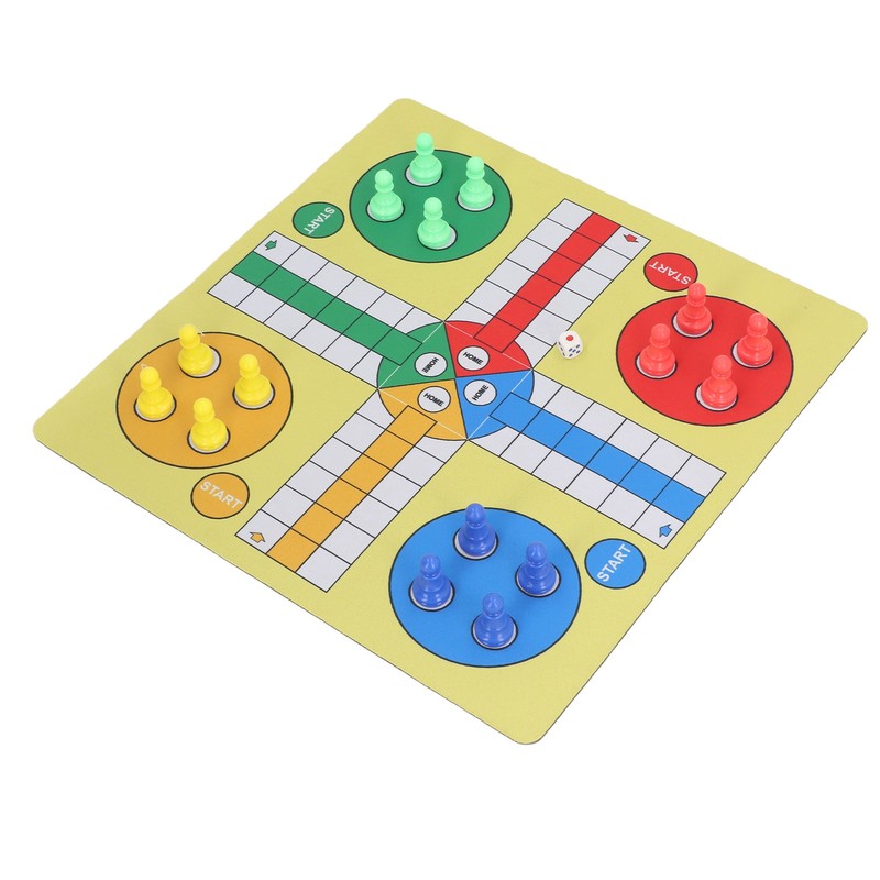 Ludo Chess Set Folding Roll Up Board Game Pad with