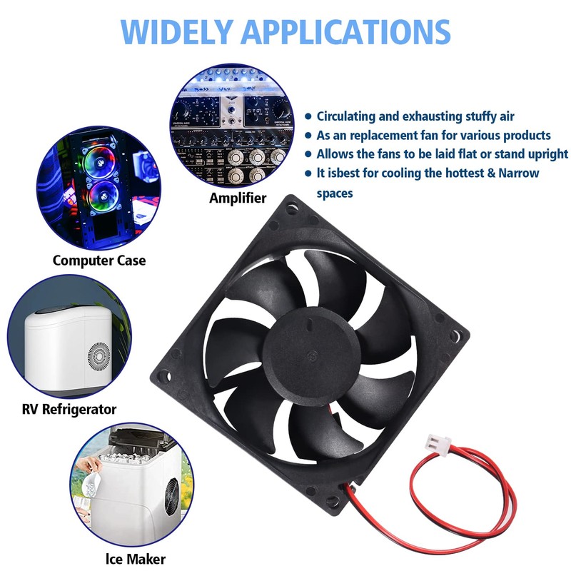 2 Pack 80mm DC Fan 12V Computer Fan 80mm 2Pin
