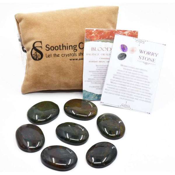 Soothing Crystals Thumb Worry Stone 40 x 30 mm Natural Synthetic Opal Gemstone Chakra Healing Pocket Palm Stress Relief Stone Crystals Therapy w/Pouch & Crystal Info Cards