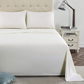 Lanest Housing Full Size Sheets,2400 Thread Count Soft Deep Pocket Microfiber Sheets, 4 Pieces Ivory Bedding Sheets & Pillowcases