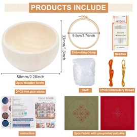 FREEBLOSS 2 Set Flower Sashiko Pincushion Kit DIY Sashiko Kit Sashiko Pincushion Sewing Kit Japanese Embroidery Pincushion with Sewing Crafting Fabric Winter Flower Sashiko Sewing Kit for Beginners