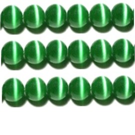 10mm, 8mm & 6mm Cat's Eye Bead Strands Grade A Fiber Optic, 32 Colors to Choose from (8mm, Green)
