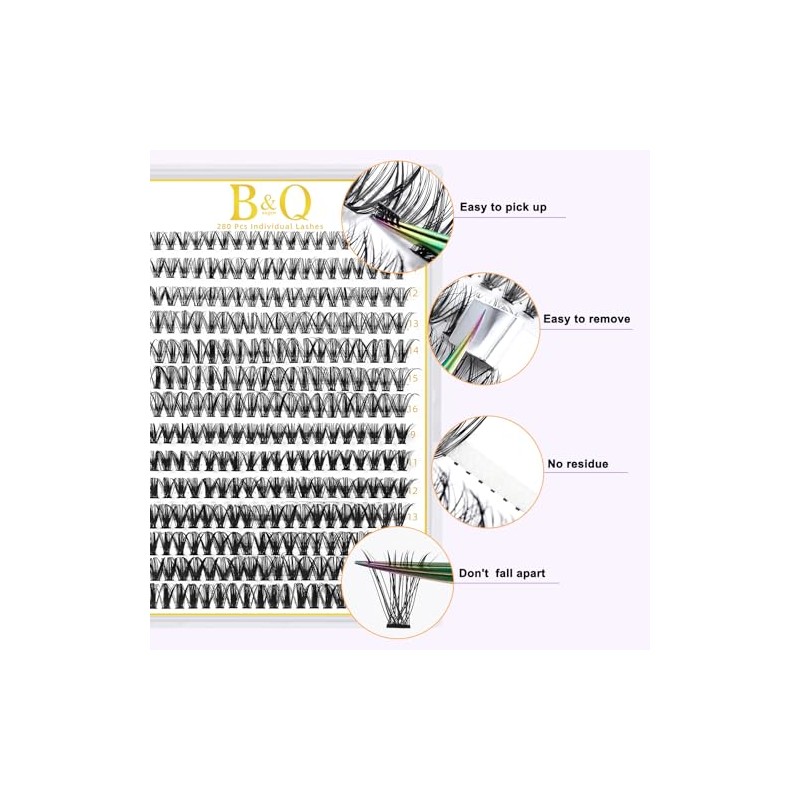 B&Q Pestañas Postizas en Racimos 280PCS Set de Extensiones de