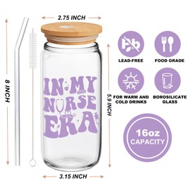 Pfkfo Nurse Gifts for Women Friends, Gifts for Nurses, Nurse Appreciation Gifts for Nurses, Nursing Student, Nurse Practitioner, Registered Nurse, Nursing Graduation Gifts, 16 oz Coffee Glass Cup