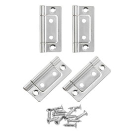sourcing map 4Pcs 2x1 Inch Door Hinges Non-Mortise No Noise Bifold Door Hinges Plating for Cabinet Furniture Window Wardrobe with Screws, Pure White