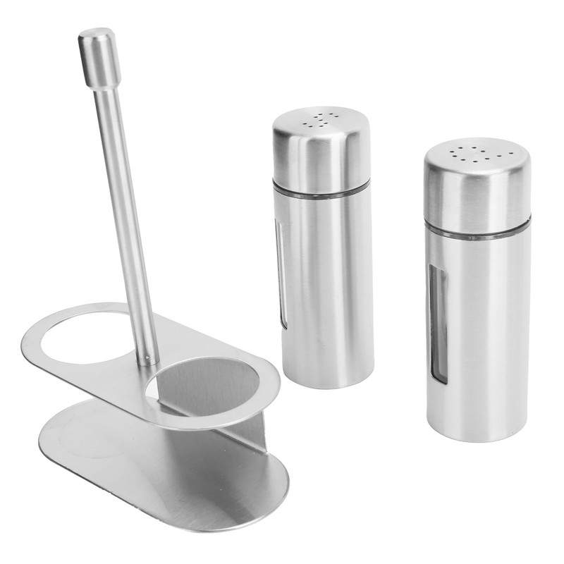 Stainless Steel Condiment Seasoning Container Pots Set with Spice Rack