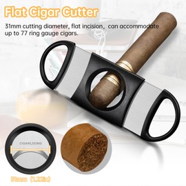 Cigarmoon Cigar Cutter, Enlarge 77 Ring Fit Almost Cigar Sizes, Stainless Steel & Plastic Double Cut Blade Cigar Guillotine (Black)