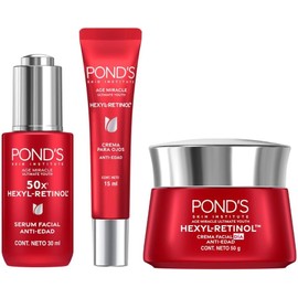 POND'S Age Miracle rutina de 3 pasos: Crema día + Crema Ojos + Sérum Facial, con HEXYL-RETINOL