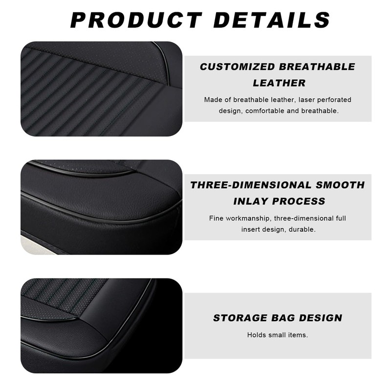 ZNDAW Car Seat Cover, Leather Vehicle Front Bottom Seat Cushion