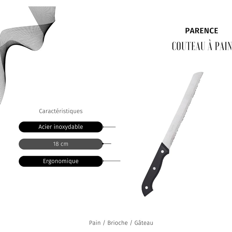 PARENCE.- Set di 2 coltelli da pane in acciaio inossidabile/coltello