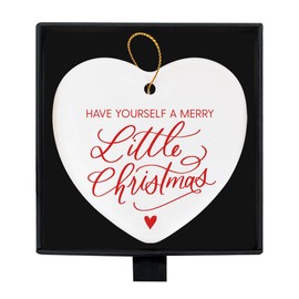 Christmas Sign Decor Have Yourself A Merry Little Christmas Ceramic Ornament Christmas Decorations for Home Heart Winter Holiday Keepsake Decorative Hanging Ornament Xmas Tree