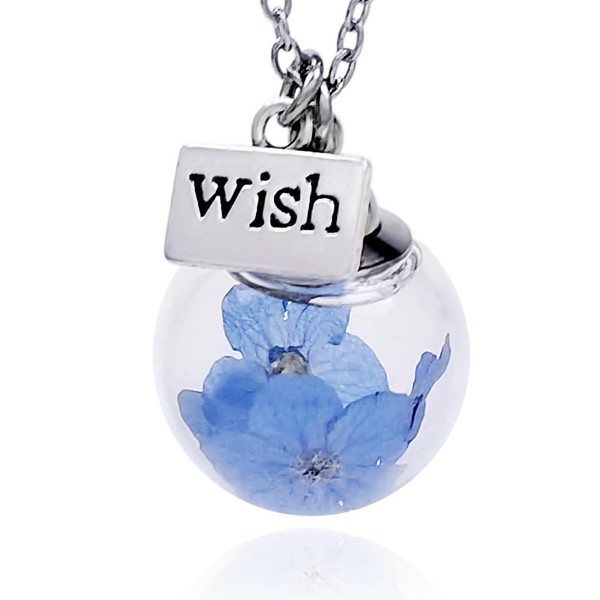 Forget me not, wish you a wish, real flower pendant