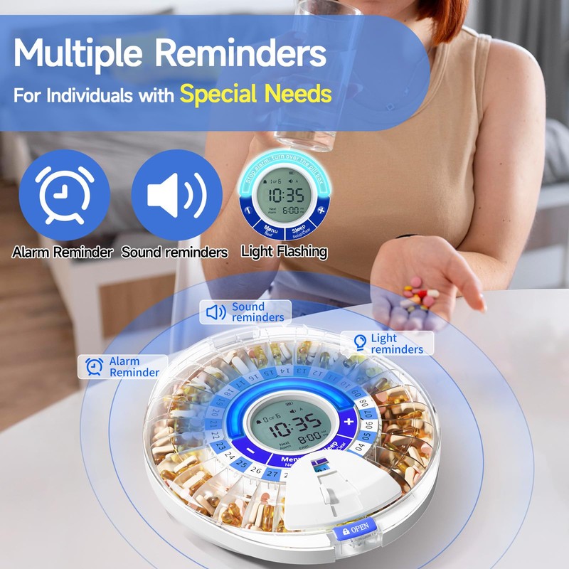 Windtrace Automatic Pill Dispenser for Elderly, Electronic Pill Organizer with