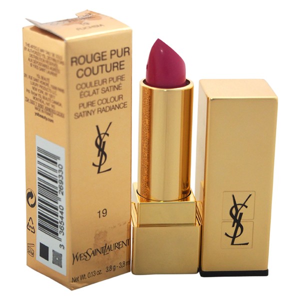 Yves Saint Laurent Rouge Pur Couture Pure Colour Satiny Radiance Lipstick for Women, 19 Fuchsia, 0.13 Ounce