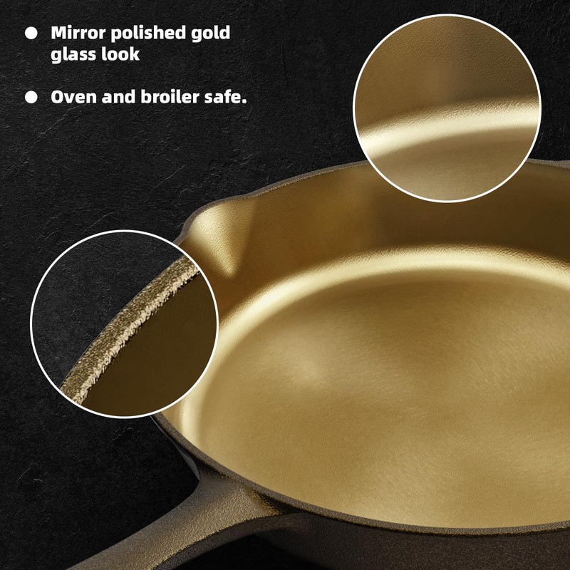 iLiving Seasoned Modern Heirloom Mirror Polished Cast Iron Skillet Pan