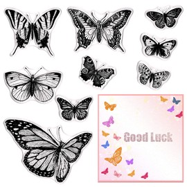 Threetols Butterfly Clear Stamps for Card Making, Animals Clear Rubber Stamps Butterflies Stamps for Holiday Card Making Decor DIY Scrapbooking Transparent Album Decor Paper Craft