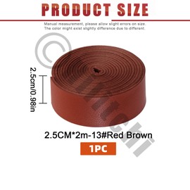 Hilitchi Red Brown Leather Strips, 1 Inch Wide 78.7 Inch Length Double Sided Faux Leather Strips Flat Leather Straps Faux Leather Strips PU Leather Strips Belts for DIY Craft Projects