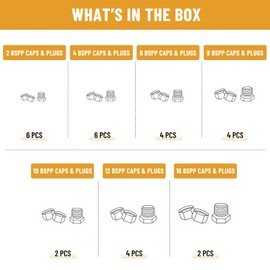 Venussar 56 Pcs BSPP Cap and Plug Kit, Hydraulic Cap and Plug Kit with Precision Threading, Galvanized Steel Hydraulic Fitting Adapter Kit, Dash Sizes 02/04/06/08/10/12/16