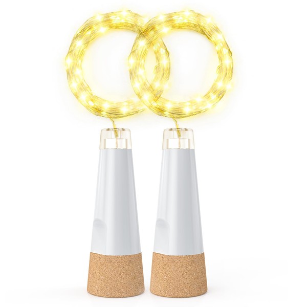 KOBWA Flaschenlichter mit Korken, USB wiederaufladbares Weinflaschenlicht, batteriebetriebene Gläser, Lichterkette,