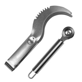 Exultimate - Cortador de sandía de acero inoxidable y cuchara de sandía, cuchillo de frutas y utensilios de cocina
