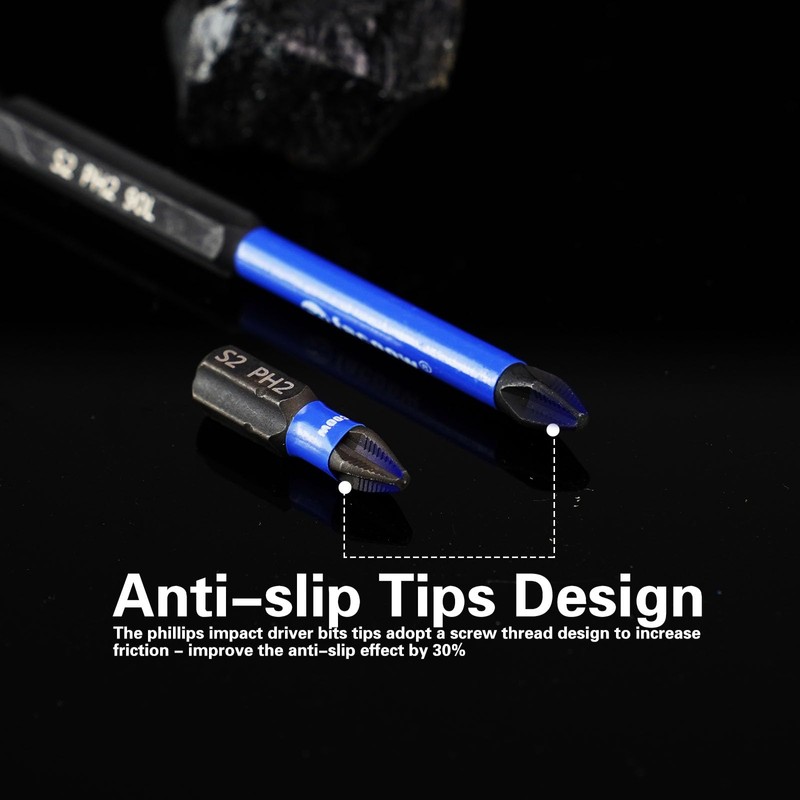 Facoow Phillips Impact Driver Bits, #2&1 Phillips Head Magnetic Screwdriver