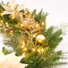 AMERZEST Pre-lit 9ft Christmas Garland with Gold Berries and Balls,Pine