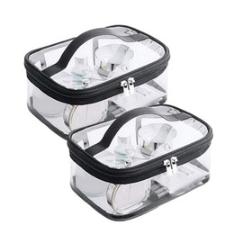 Fyihoxi Pack of 2 Transparent Toiletry Bags, Waterproof PVC Cosmetic Bag, Make Up Bag, Transparent Cosmetic Bag, Cosmetic Bag, for Men, Women, Children, Family, transparent, Toiletry bag transparent