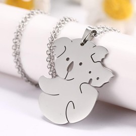 TEAMER Koala Pendant Necklace Stainless Steel Animal Cute Stick Figure Jewellery for Women Girls, Metal