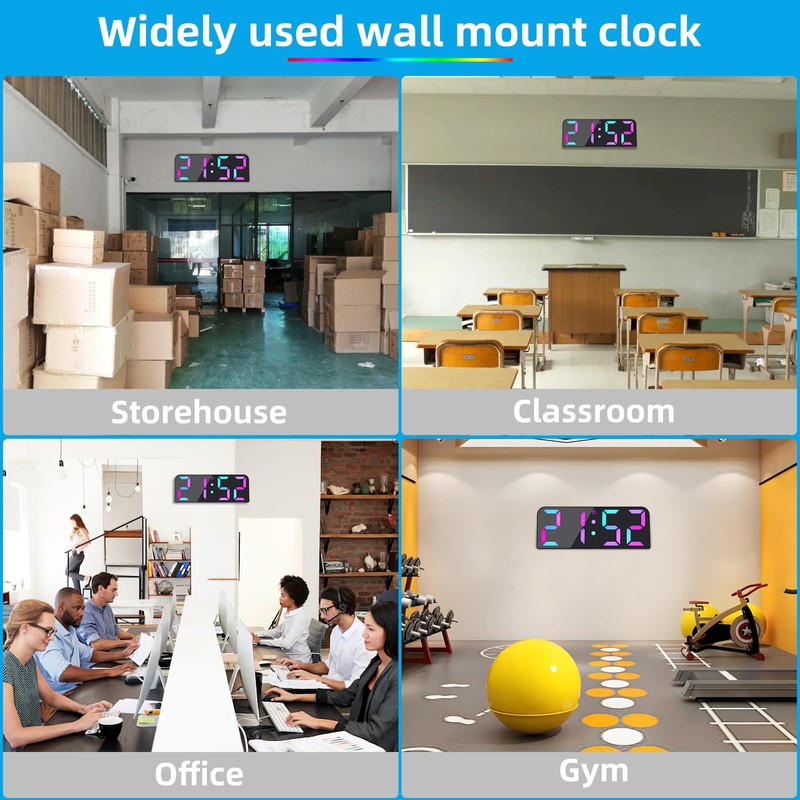 Koolertron Digital Wall Clock, Large Display, LED Clock with Remote