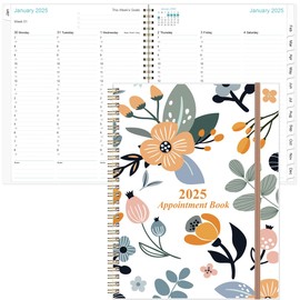 2025-2026 Appointment Book & Planner - 8.5" x 11" Daily Hourly Planner 2025 from July 2025 - June 2026, Weekly Appointment Book with 30-Minute Interval, Rose Flower