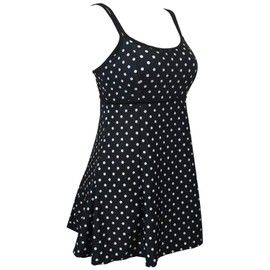 DANIFY Plus Size Swimsuit for Women One Piece Swim Dress Polka Dot Swimwear Cover Up Bathing Suit Retro Skirted Swimdress