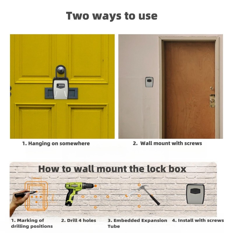 Decruil Lock Box for Keys with Code, Wall Mounted and