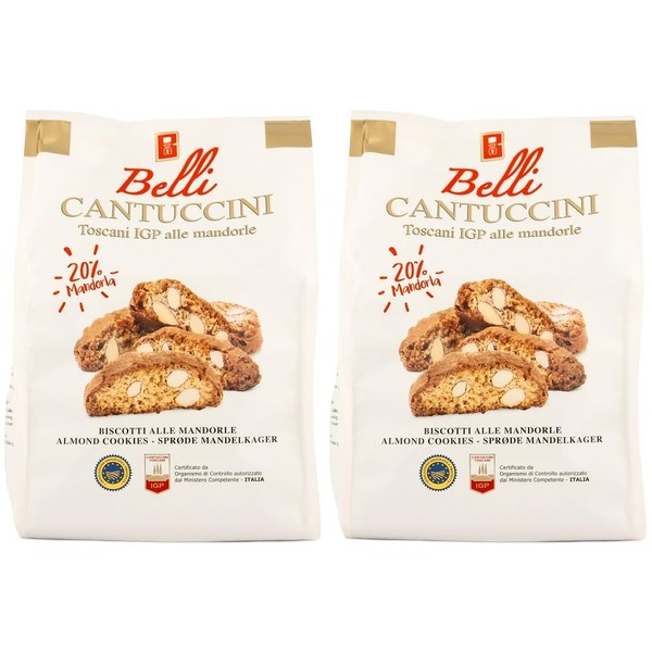 Belli - Almond Cantuccini Biscotti (250g, Pack of 2) | Gourmet Artisan Biscuits From Tuscany