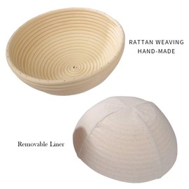2 Pack Natural Rattan Round Bread Proofing Basket for Baking (Round 10Inch 2P)