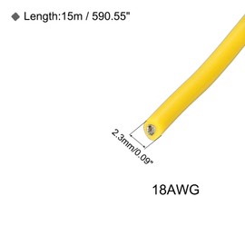 MECCANIXITY 18 Gauge Wire Silicone Wire 18AWG Electrical Wire Stranded Wire Tinned Copper Wire High Temperature Hookup Wire Yellow 15m/49.2ft for Car Model Manipulator Electric Appliances