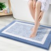 Kitinjoy Bath mat, Extra Soft and Absorbent Microfiber Bathroom Mat, Non-Slip, Machine Washable, Quick Dry Shaggy Bath Rug, Suitable for Bathroom Floor, Tub, Shower (Blue and White, 30 x 20 Inches)