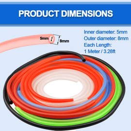 ZAMDOE Petrol Fuel Line Hose Fuel Pipe(5 Pcs * 1 Meter) High Temperature Rubber Fuel Hose for Motorcycle, Chainsaws, Weedeaters, Trimmers(Black/Red/Blue/Green/Transparent), with Fuel Filter Clamp