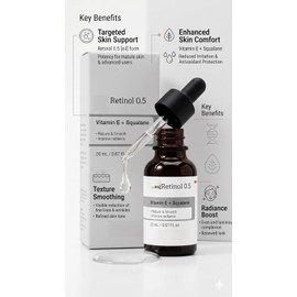 Retinol 0.5 Oil Suero Facial en Aceite con Retinol 0.5% Squalane y Vitamina E 20 ml Frasco con Gotero Uso Nocturno
